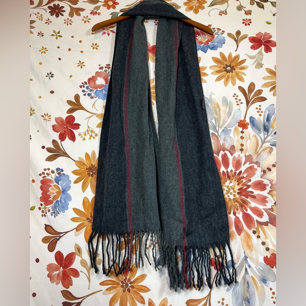 Alpine Swiss Unisex Men’s Women’s OSFM Stripe Scarf Fall Winter Soft Grey Red